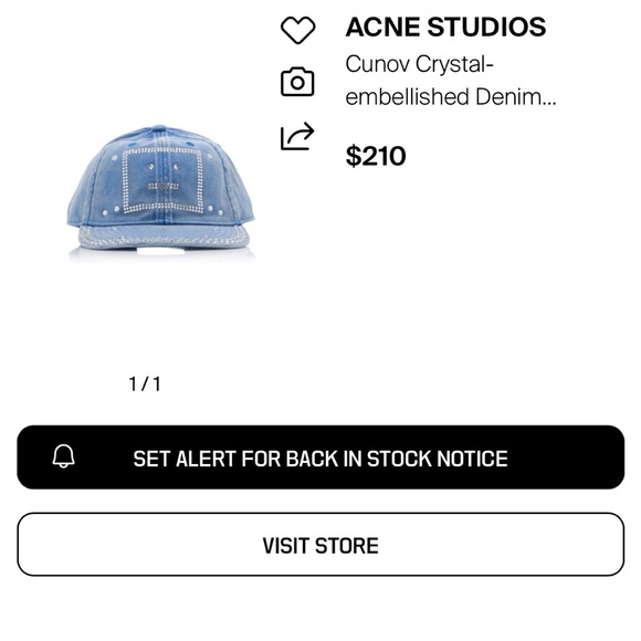 ACNE Studio Cunov  Blue Denim Cap with Rhinestone Accents main image 5
